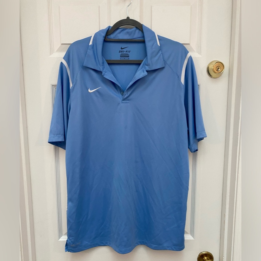 Nike Men's Light Blue Dri-FIT Polo Shirt- Large